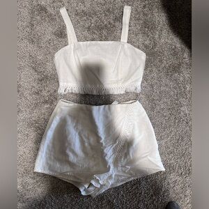 blue blush 2 piece set - white with fringe